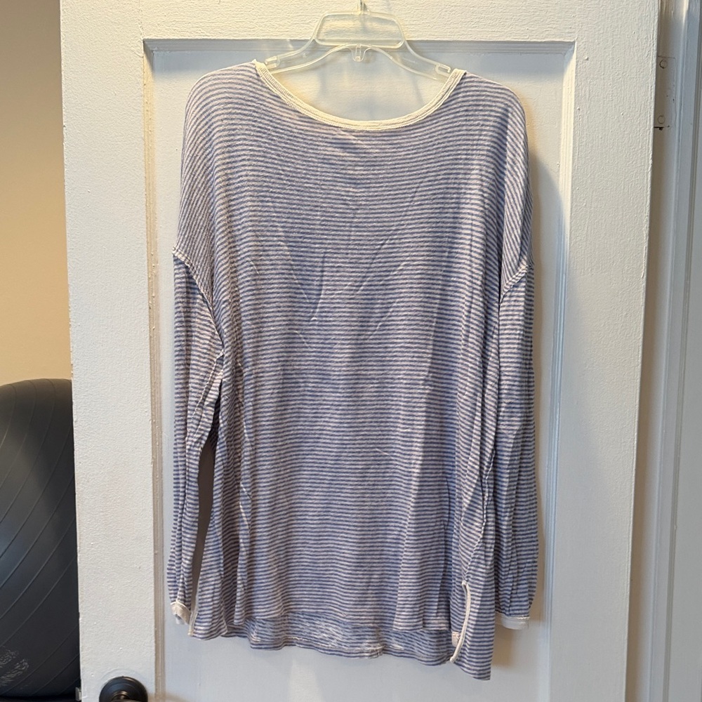 We The Free Blue and White Striped Long Sleeve Top